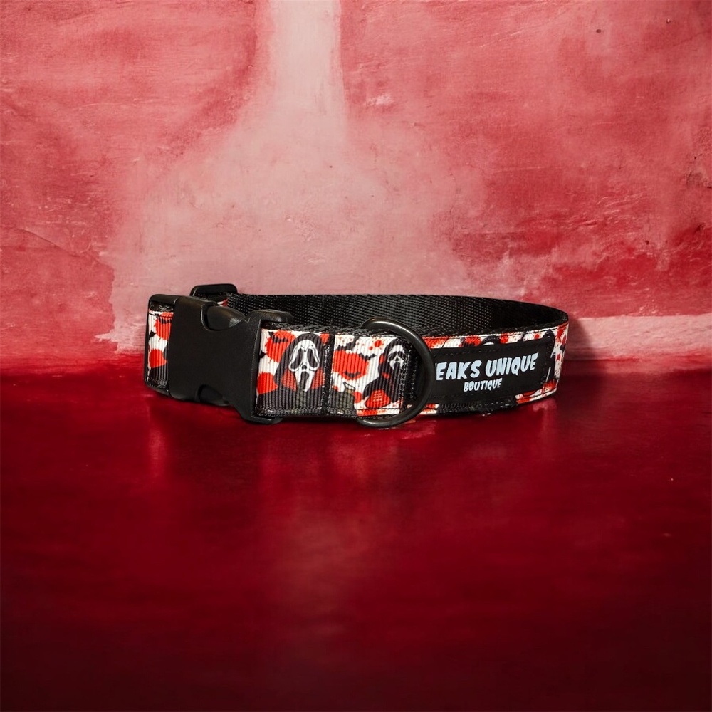Handmade Ghostface scream dog collar